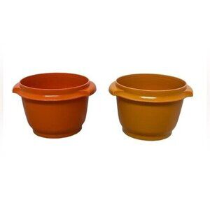 Vintage Tupperware Servalier Bowls 886-36 & 886-35 Orange Without Lid